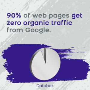 90% of web pages get zero organic traffic from Google. (Databox) - Finding your niche with Jenn Neal.